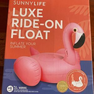 SUNNYLIFE FLAMINGO LUXE RIDE-ON POOL FLOAT BLOW UP
